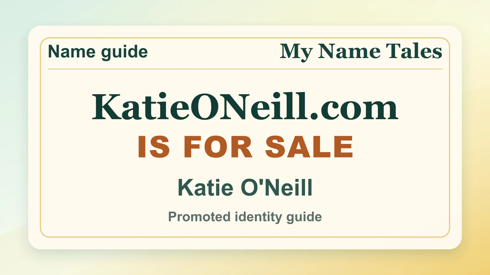 Katie O'Neill personal name guide thumbnail on My Name Tales