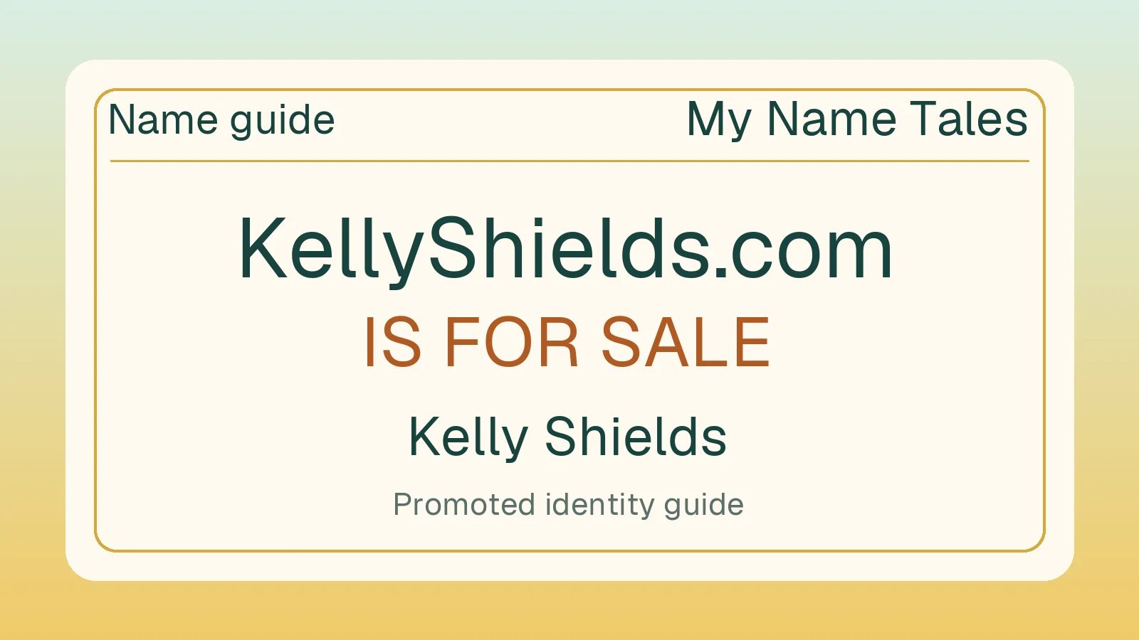 Kelly Shields name guide — KellyShields.com is for sale