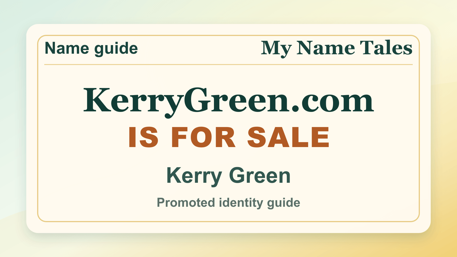 Kerry Green identity guide image — KerryGreen.com is for sale