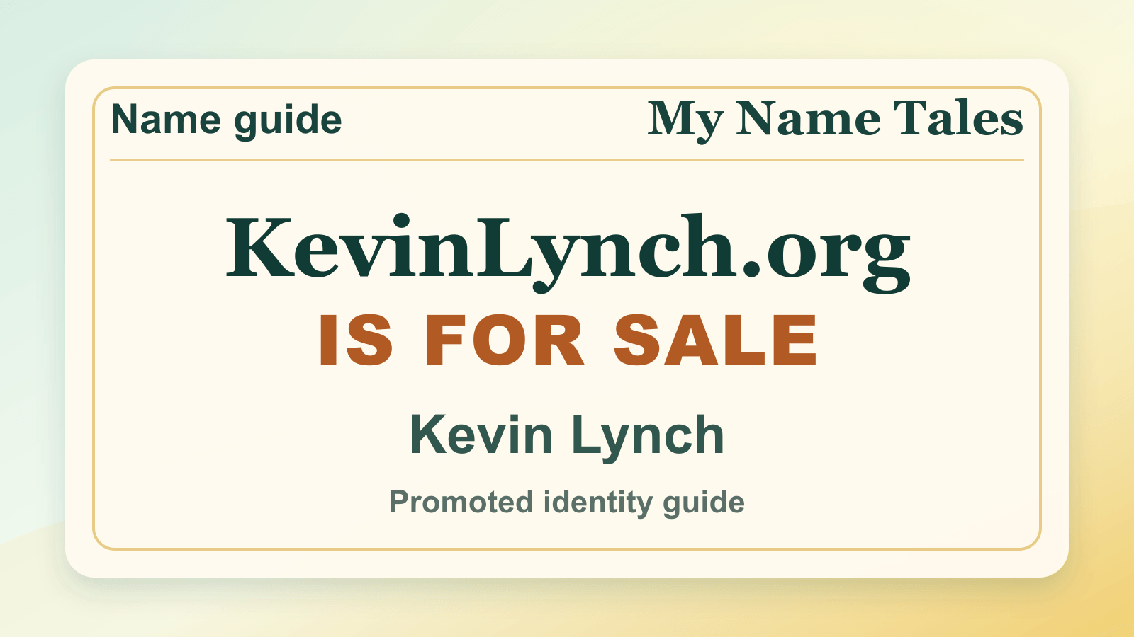 Kevin Lynch identity guide image — KevinLynch.org is for sale
