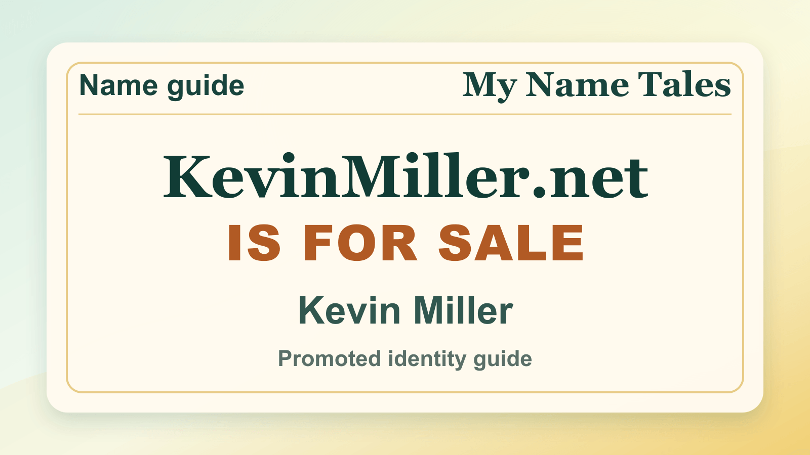 Kevin Miller identity guide image — KevinMiller.net is for sale