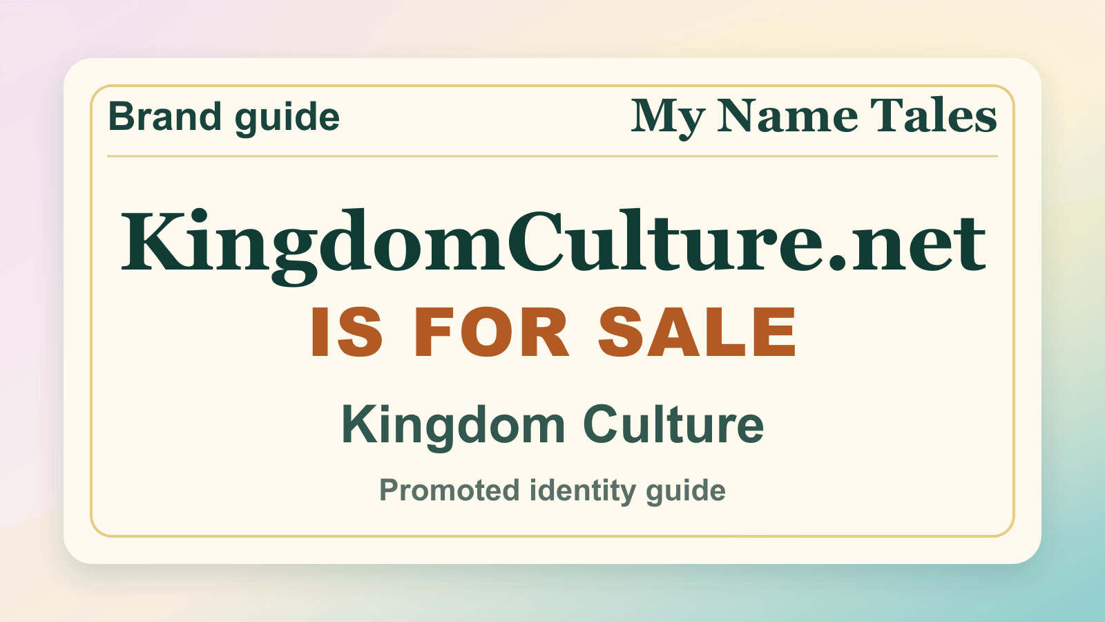 Kingdom Culture identity guide image — KingdomCulture.net is for sale