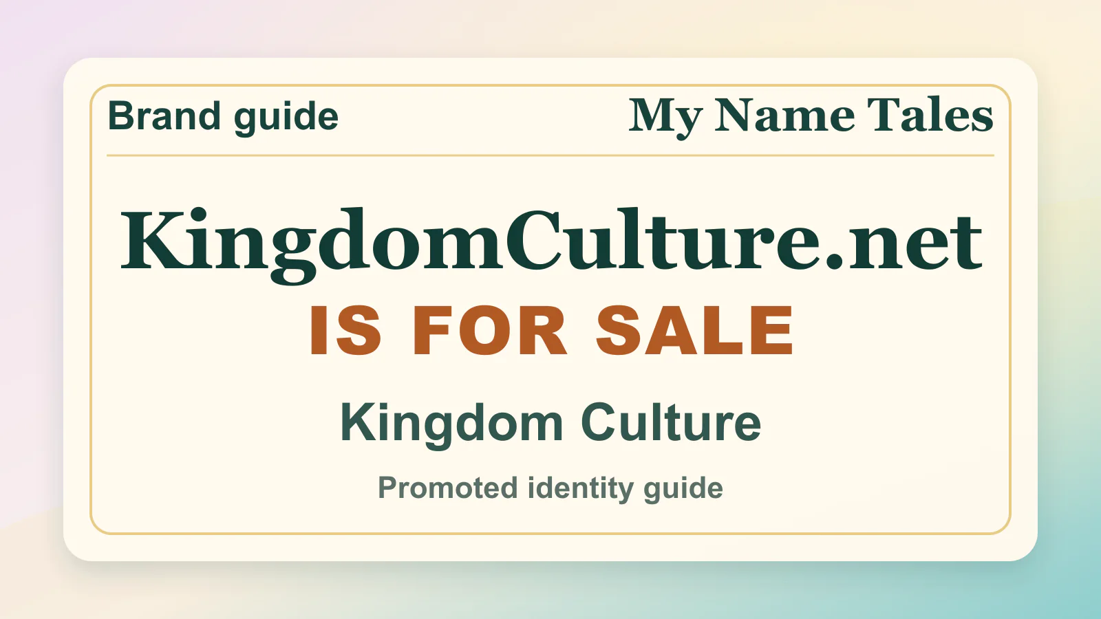 Kingdom Culture brandable domain guide thumbnail on My Name Tales