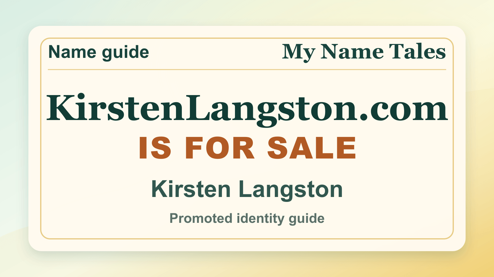 Kirsten Langston identity guide image — KirstenLangston.com is for sale