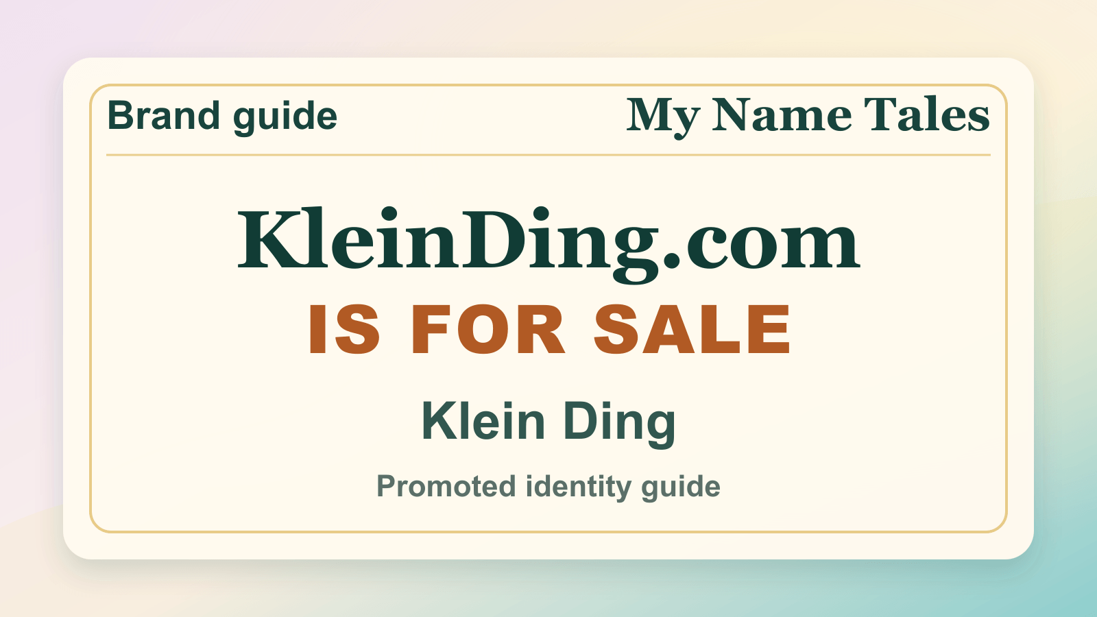 Klein Ding identity guide image — KleinDing.com is for sale