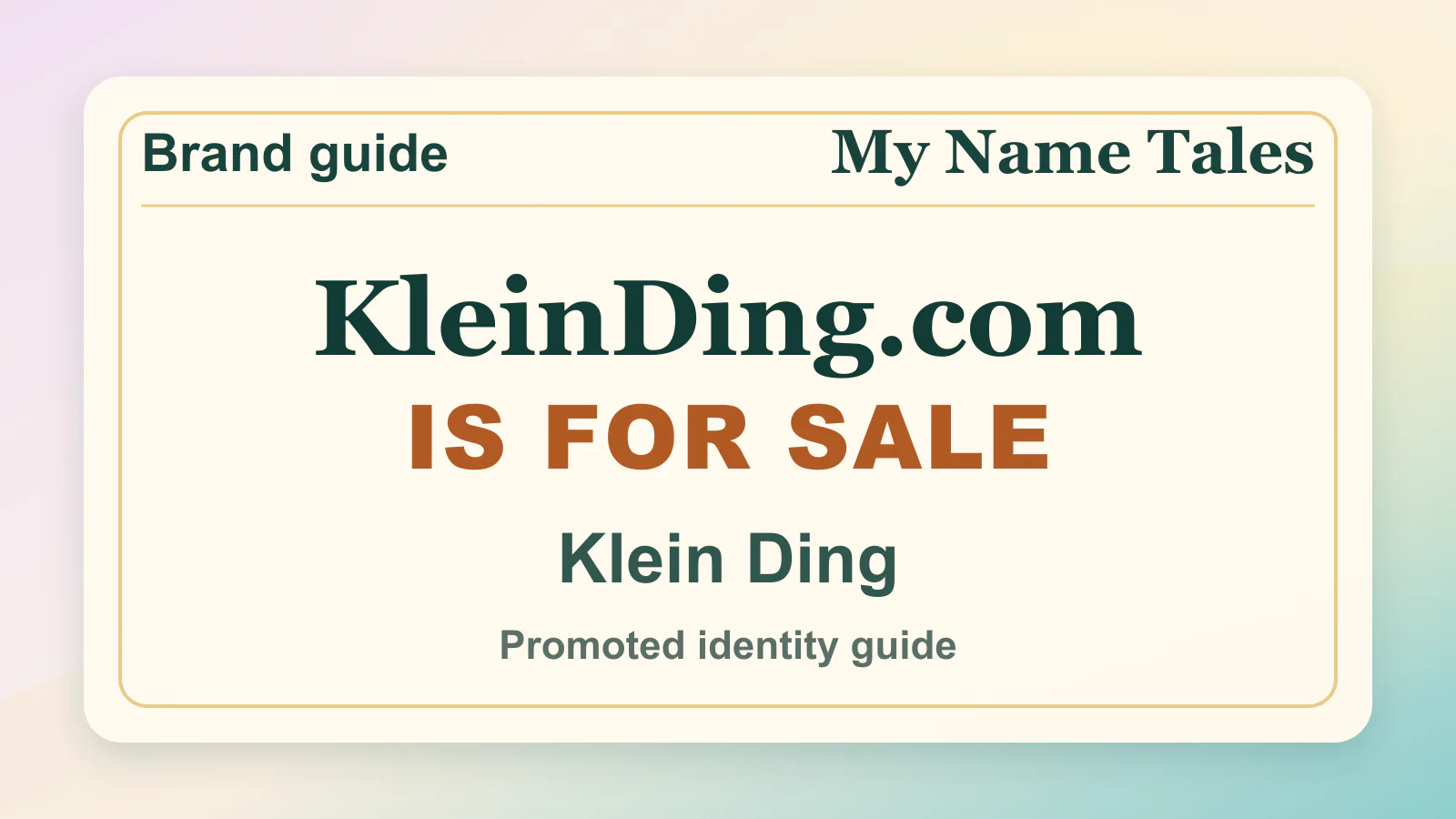 Klein Ding brandable domain guide thumbnail on My Name Tales
