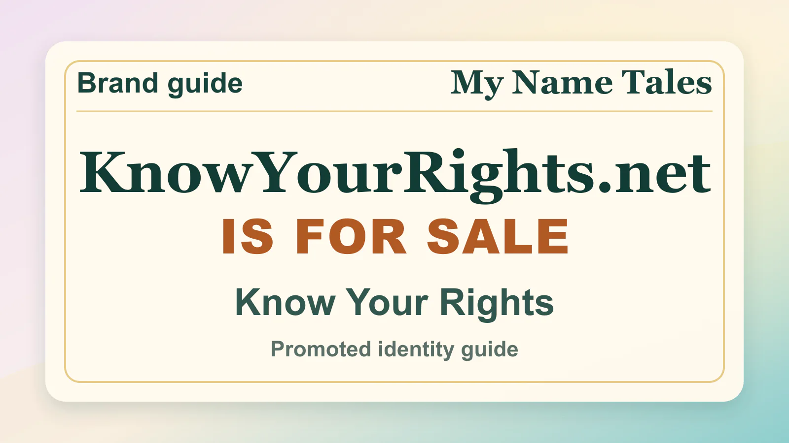 Know Your Rights brandable domain guide thumbnail on My Name Tales