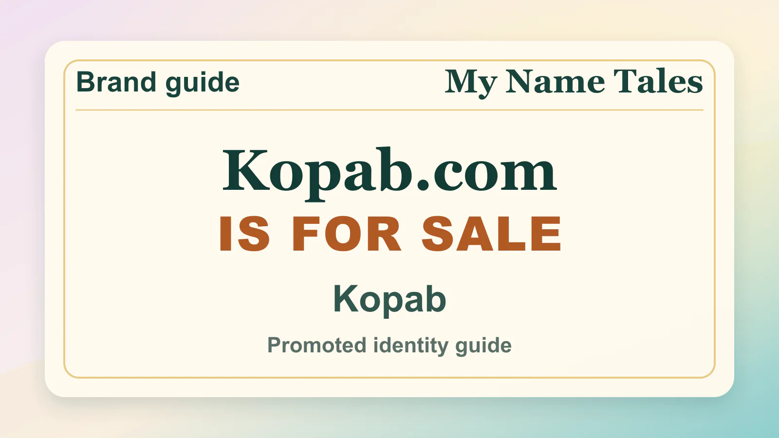 Kopab brandable domain guide thumbnail on My Name Tales