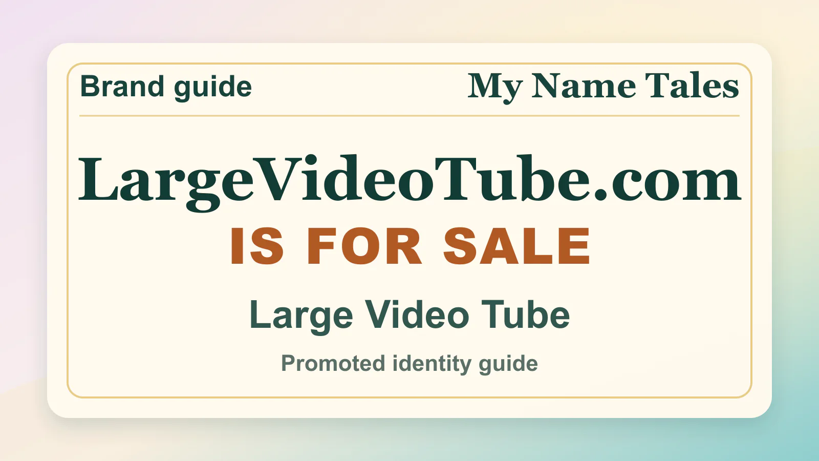 Large Video Tube brandable domain guide thumbnail on My Name Tales