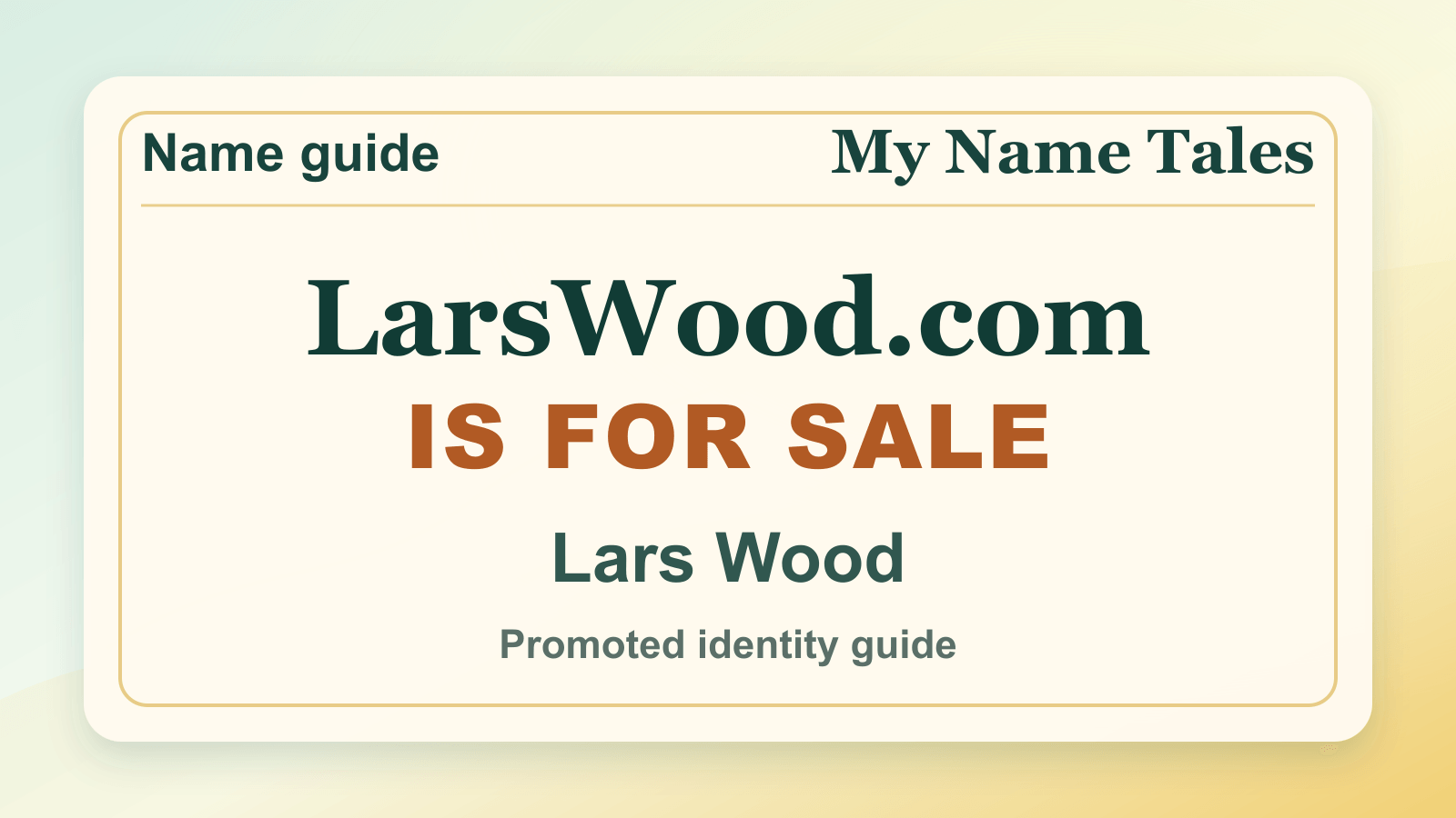 Lars Wood identity guide image — LarsWood.com is for sale