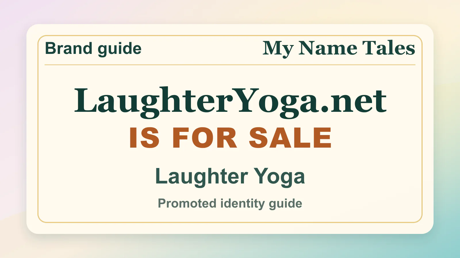 Laughter Yoga brandable domain guide thumbnail on My Name Tales