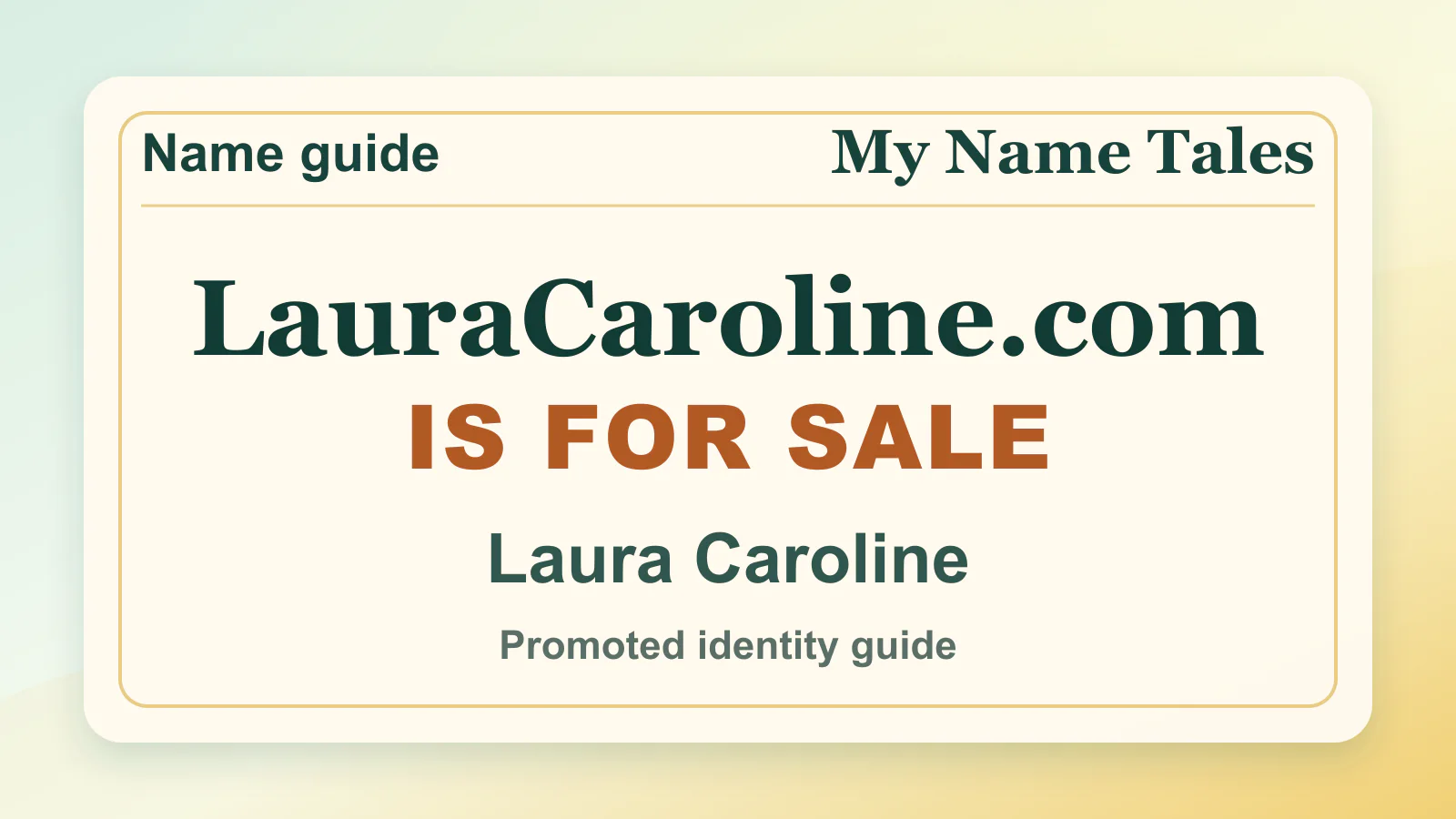 Laura Caroline personal name guide thumbnail on My Name Tales