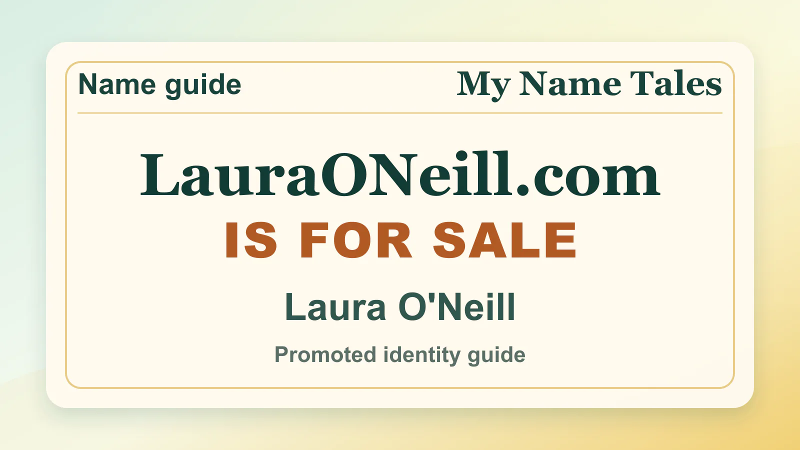 Laura O'Neill personal name guide thumbnail on My Name Tales