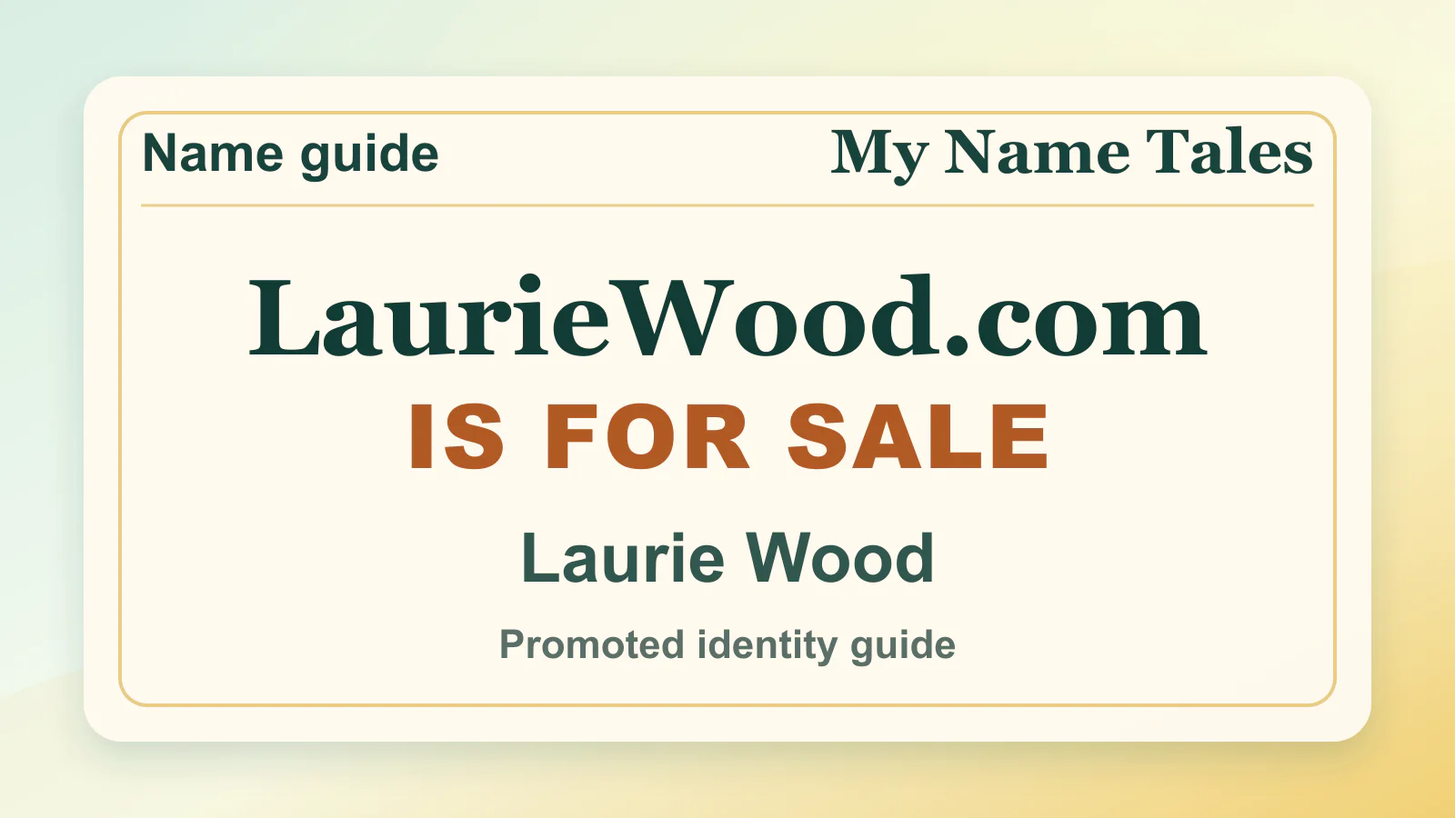 Laurie Wood personal name guide thumbnail on My Name Tales