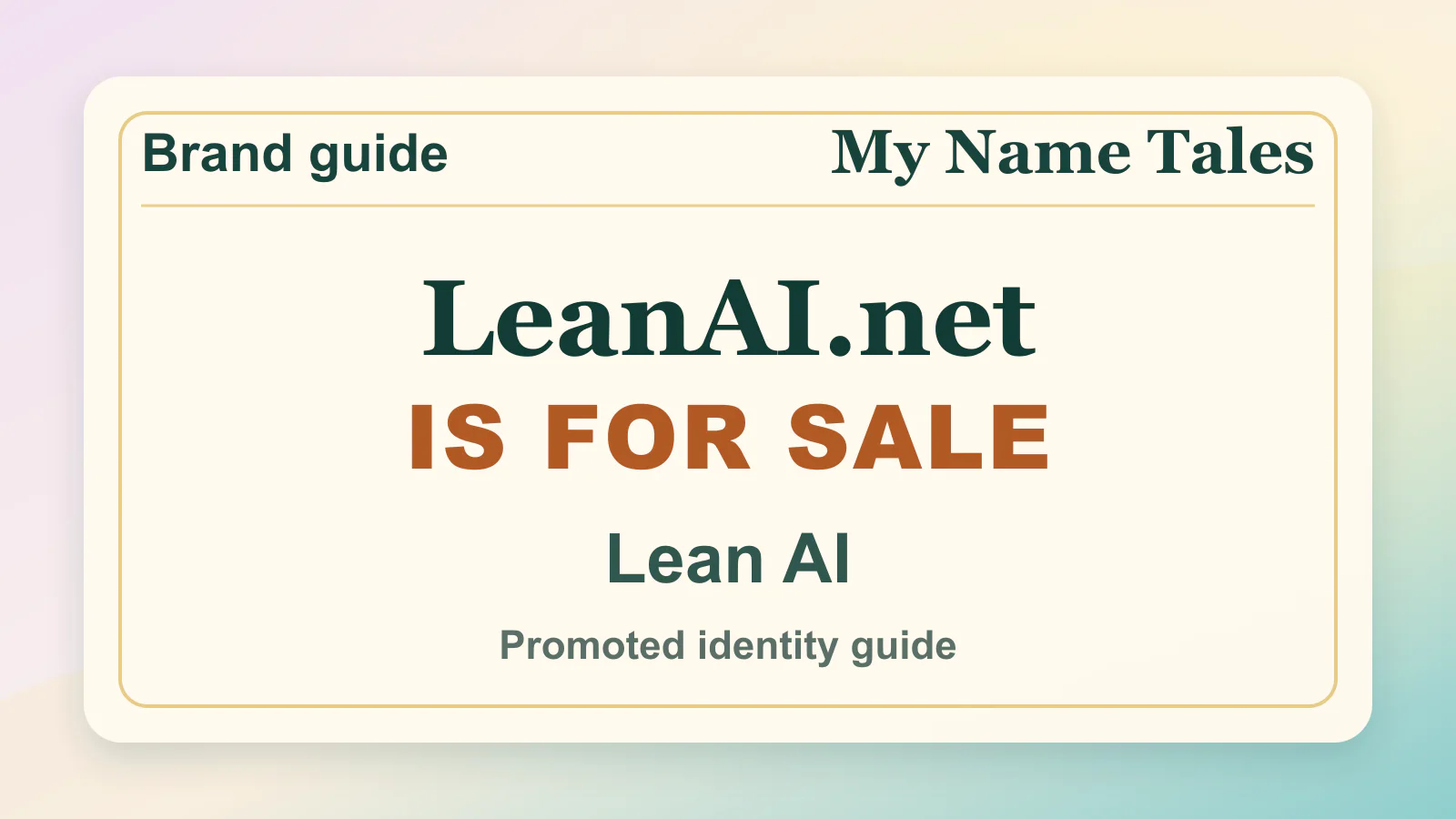 Lean AI brandable domain guide thumbnail on My Name Tales
