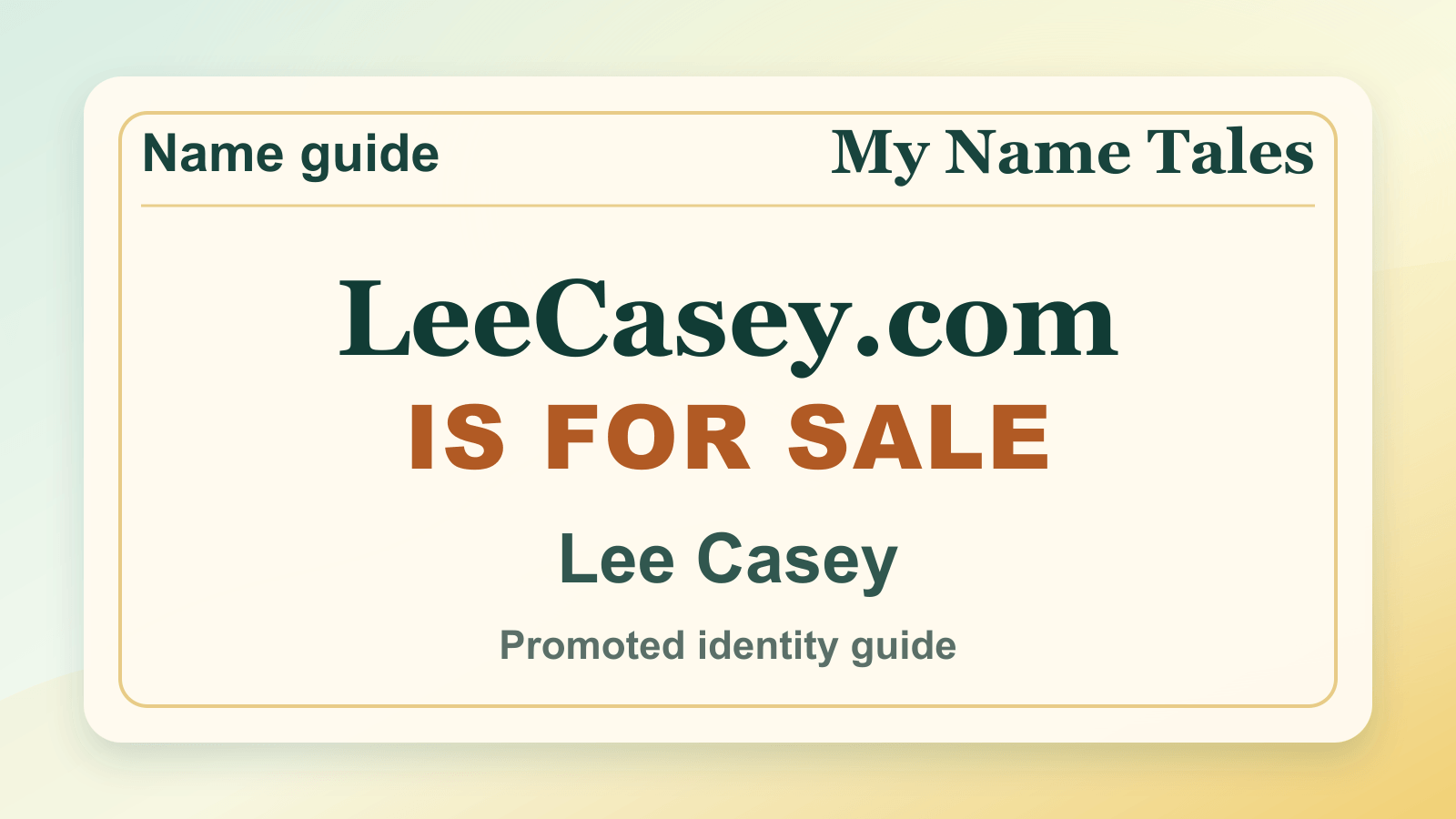 Lee Casey identity guide image — LeeCasey.com is for sale