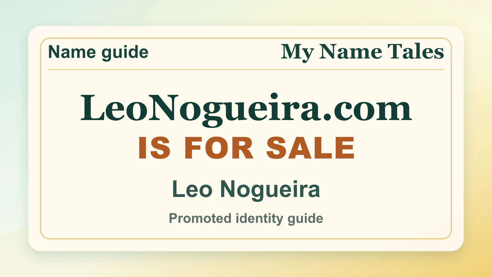 Leo Nogueira personal name guide thumbnail on My Name Tales
