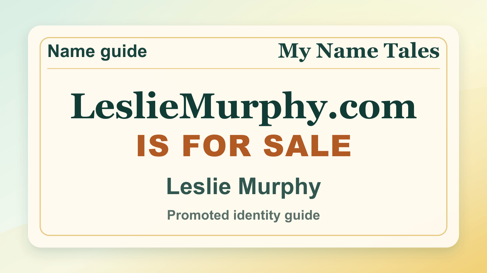 Leslie Murphy identity guide image — LeslieMurphy.com is for sale
