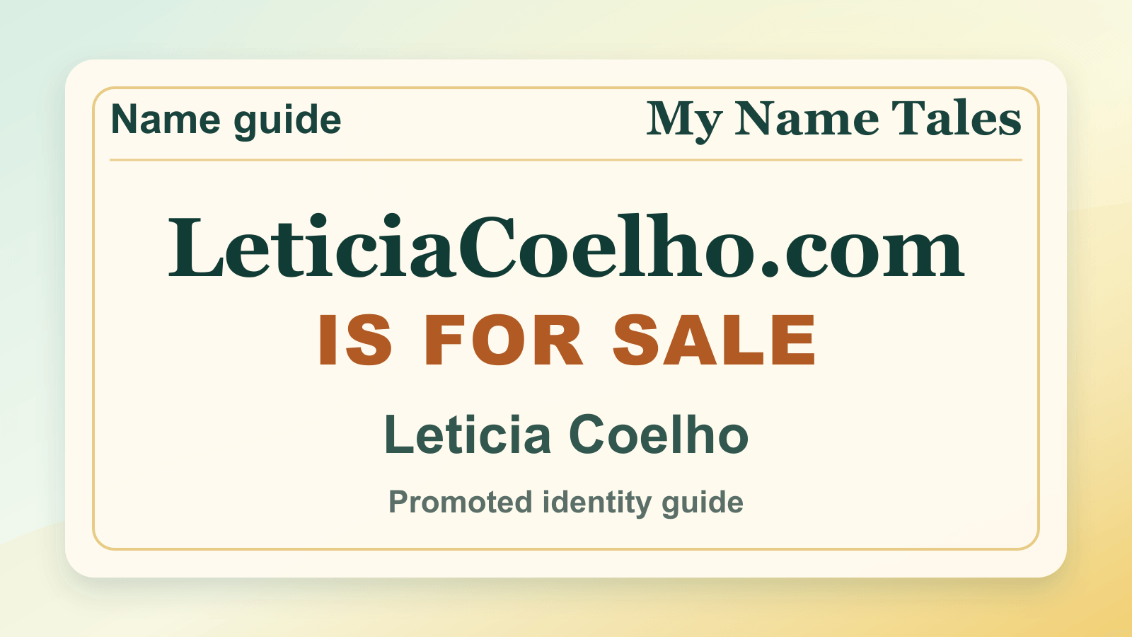 Leticia Coelho identity guide image — LeticiaCoelho.com is for sale