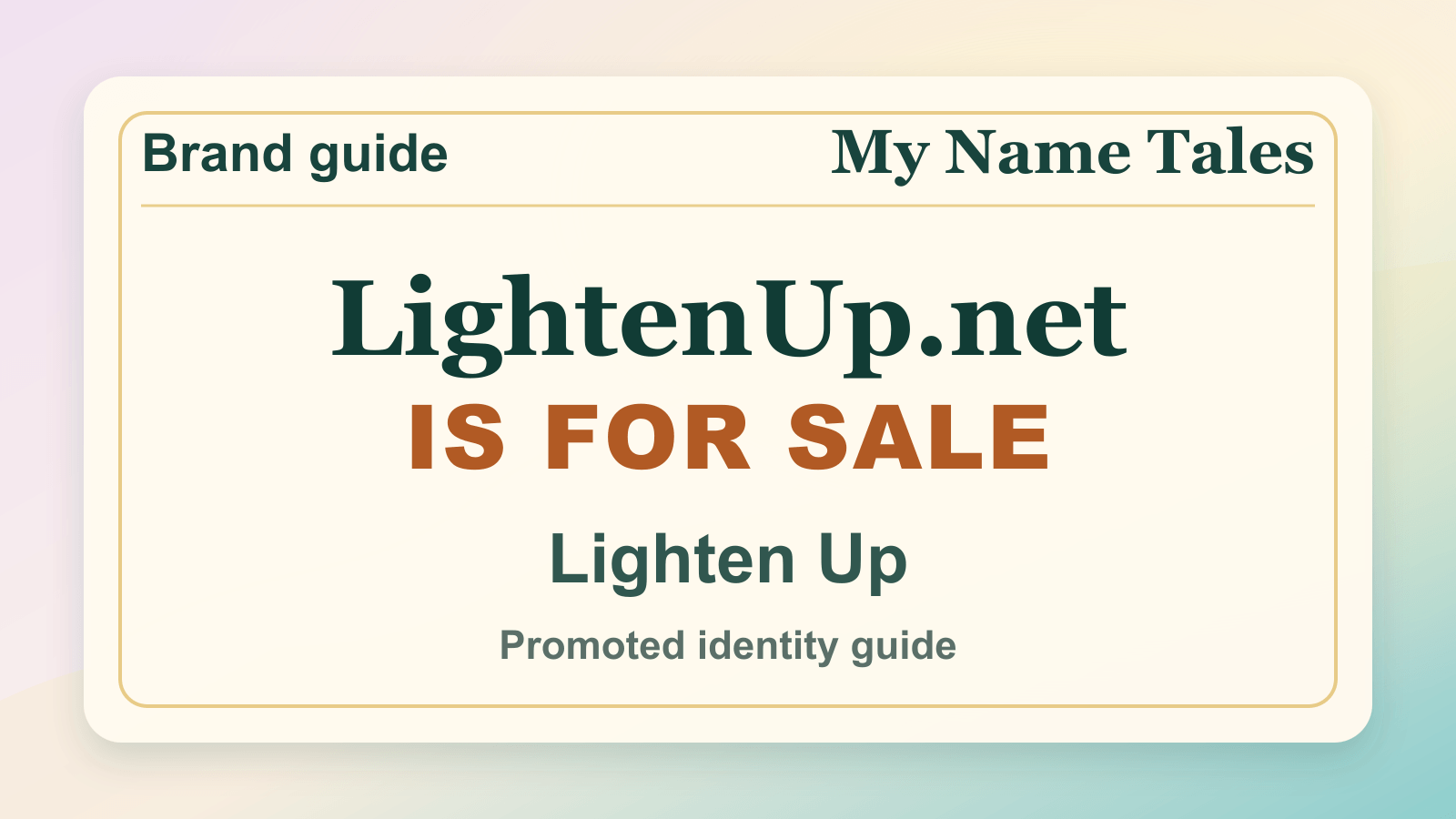 Lighten Up identity guide image — LightenUp.net is for sale