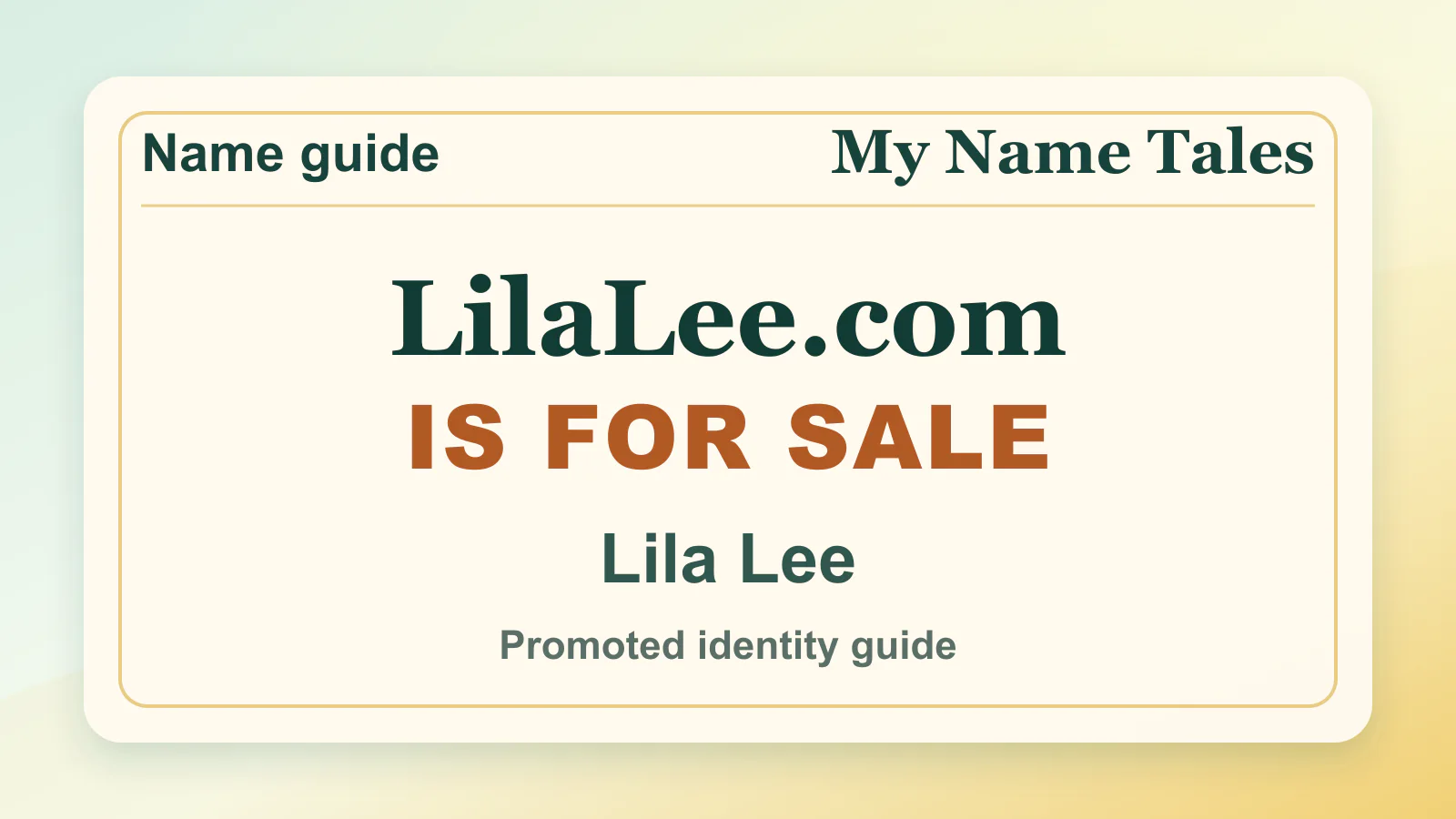 Lila Lee personal name guide thumbnail on My Name Tales