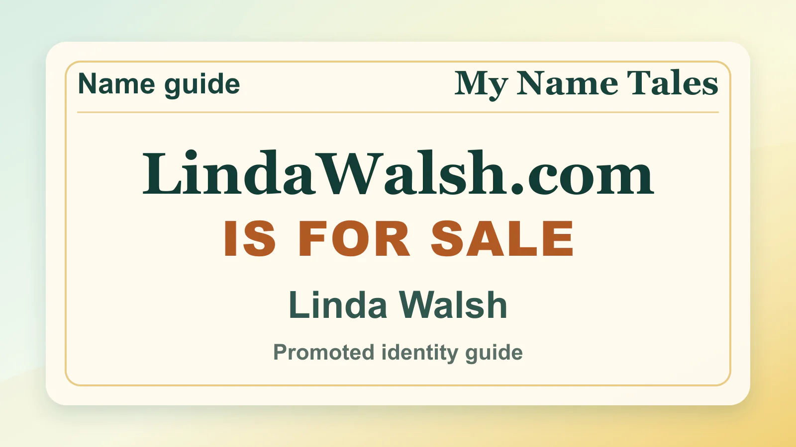 Linda Walsh personal name guide thumbnail on My Name Tales