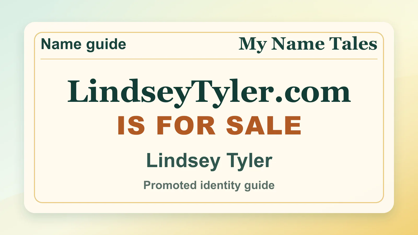 Lindsey Tyler personal name guide thumbnail on My Name Tales