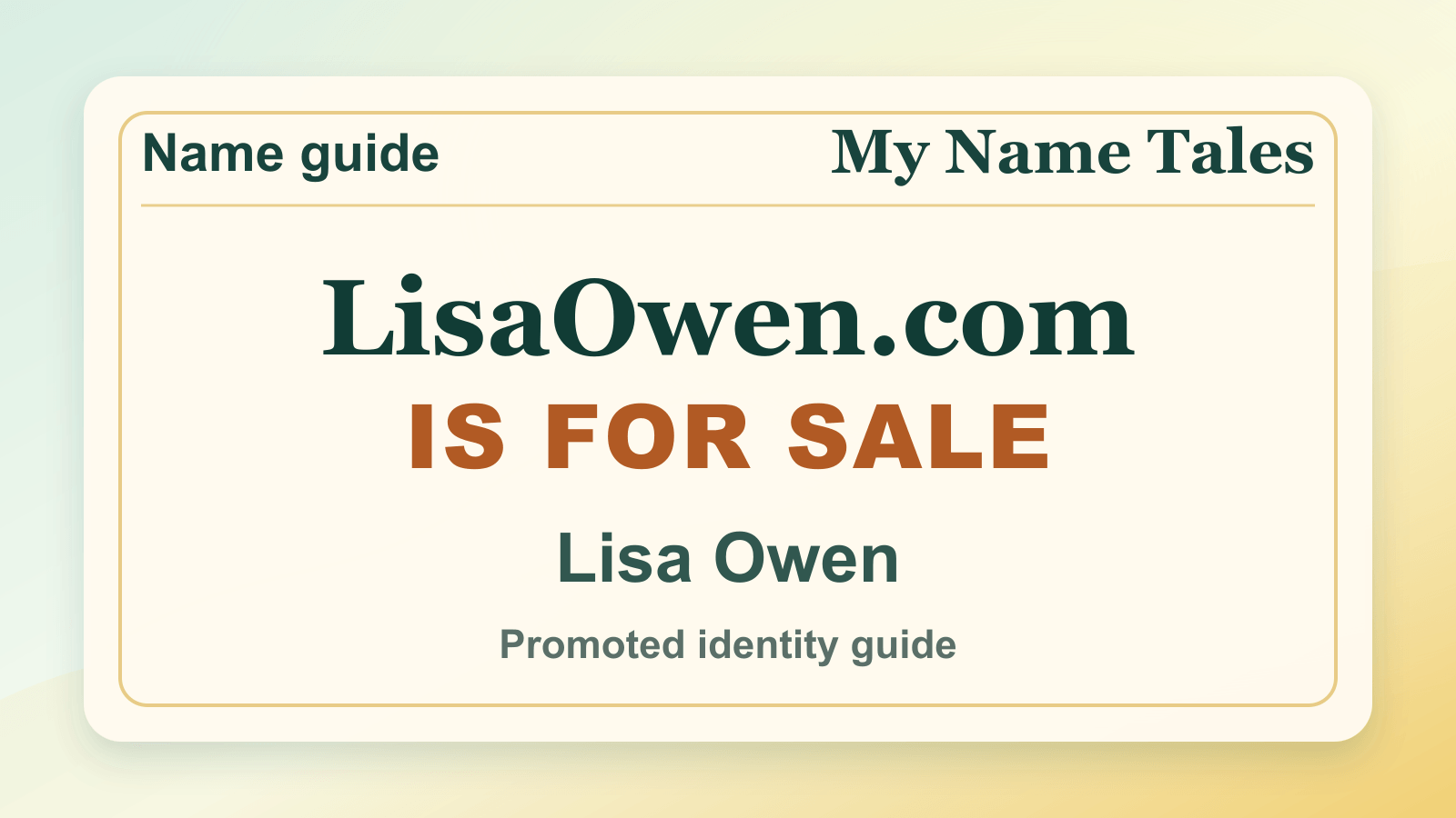 Lisa Owen identity guide image — LisaOwen.com is for sale