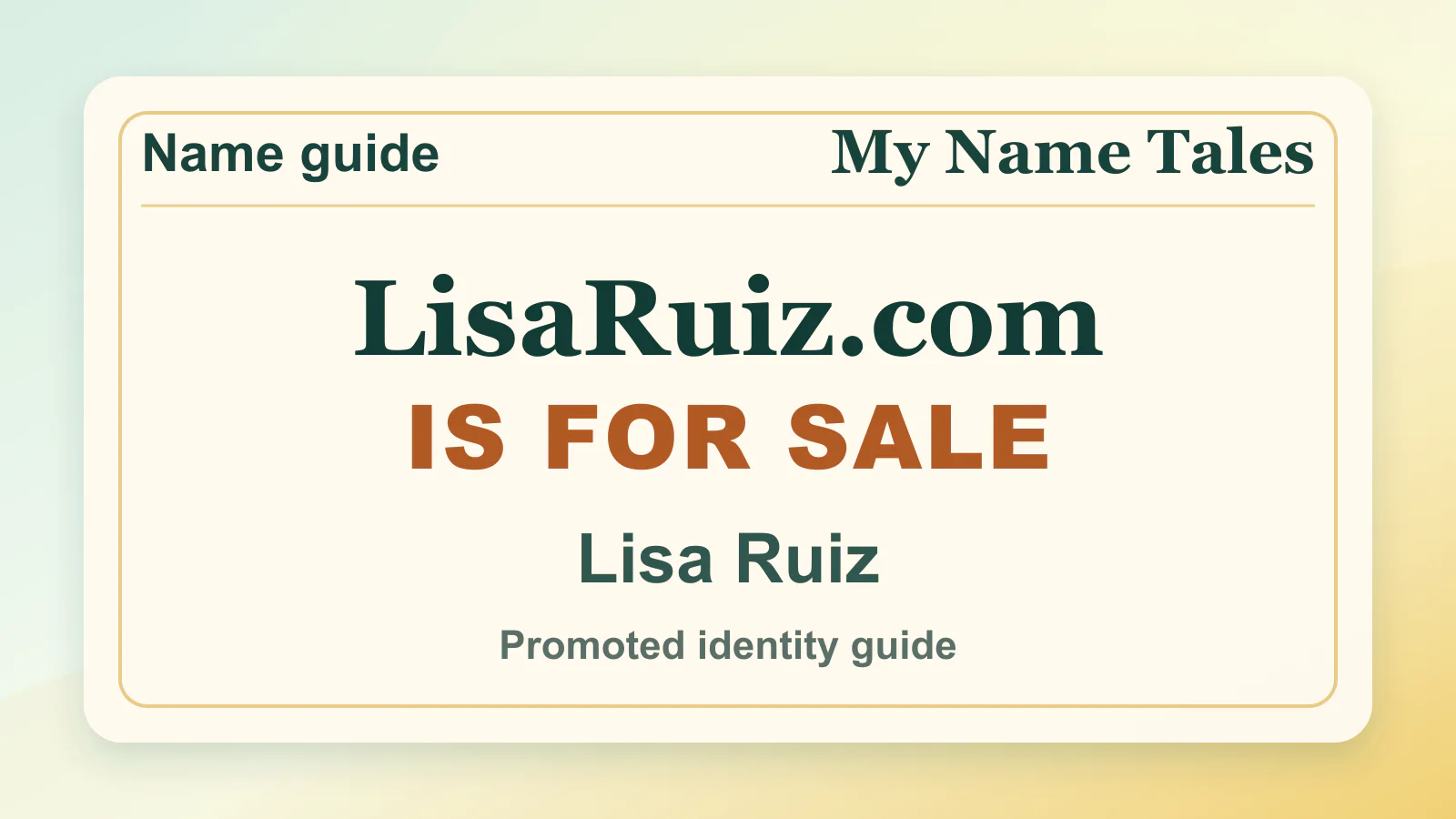 Lisa Ruiz personal name guide thumbnail on My Name Tales
