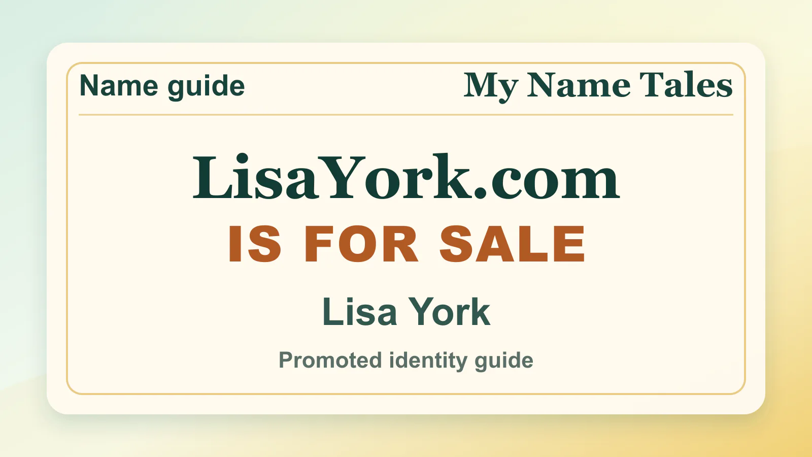 Lisa York personal name guide thumbnail on My Name Tales