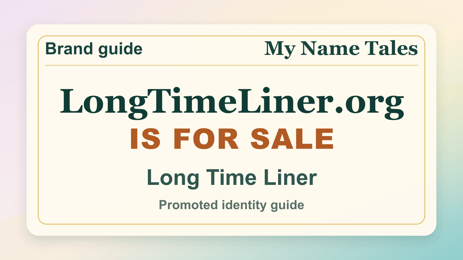 Long Time Liner identity guide image — LongTimeLiner.org is for sale
