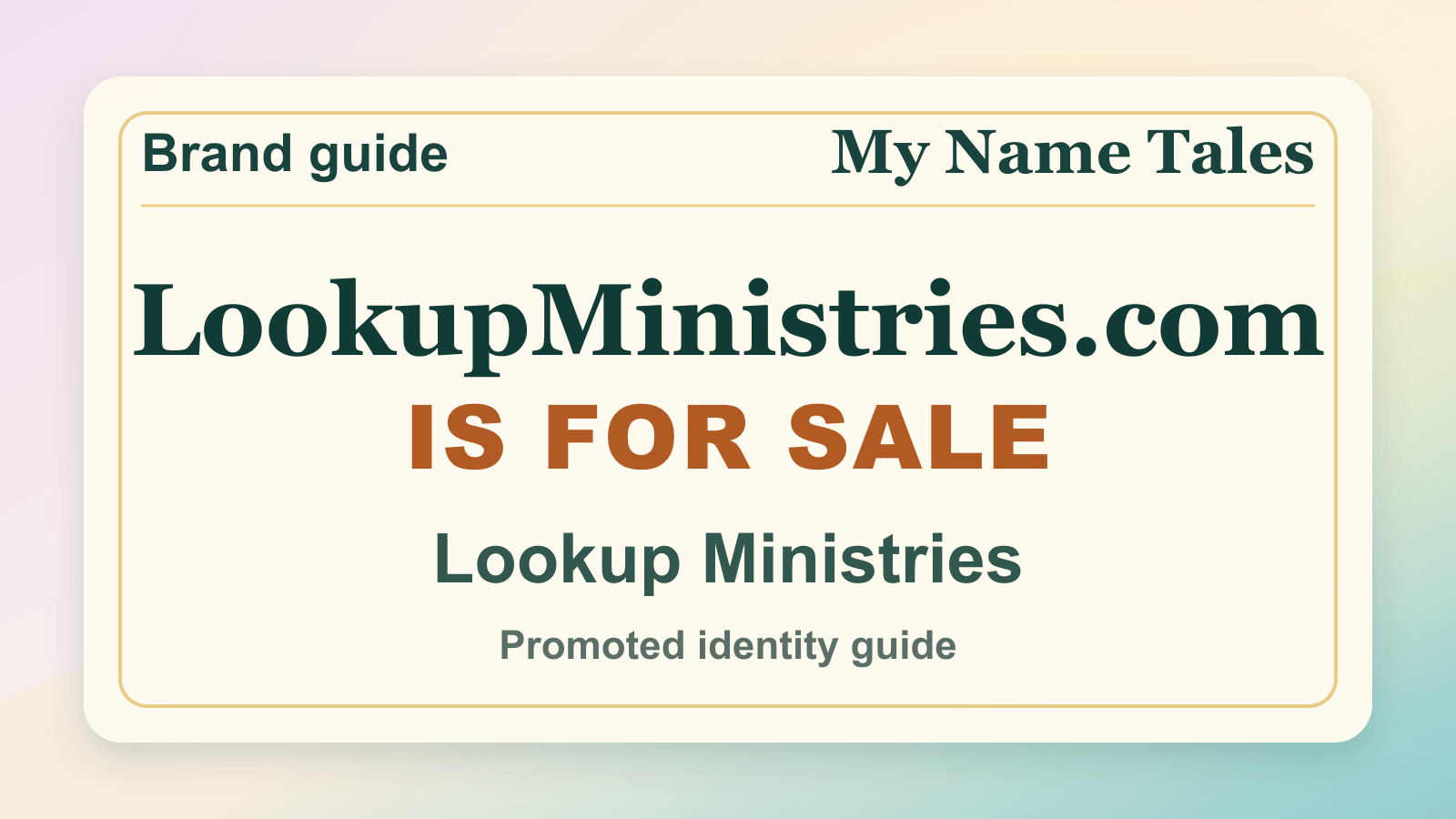 Lookup Ministries identity guide image — LookupMinistries.com is for sale