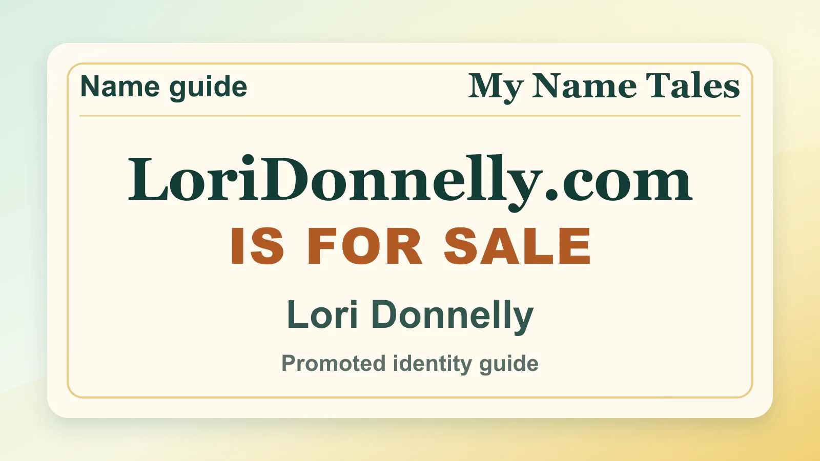 Lori Donnelly personal name guide thumbnail on My Name Tales
