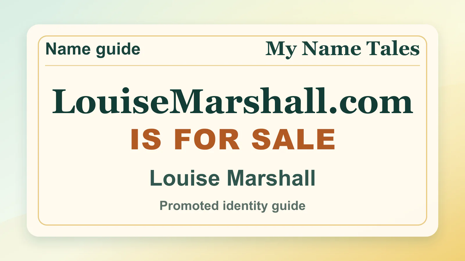 Louise Marshall personal name guide thumbnail on My Name Tales