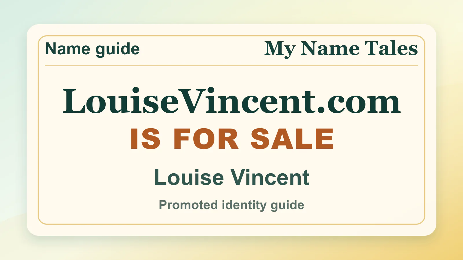 Louise Vincent personal name guide thumbnail on My Name Tales