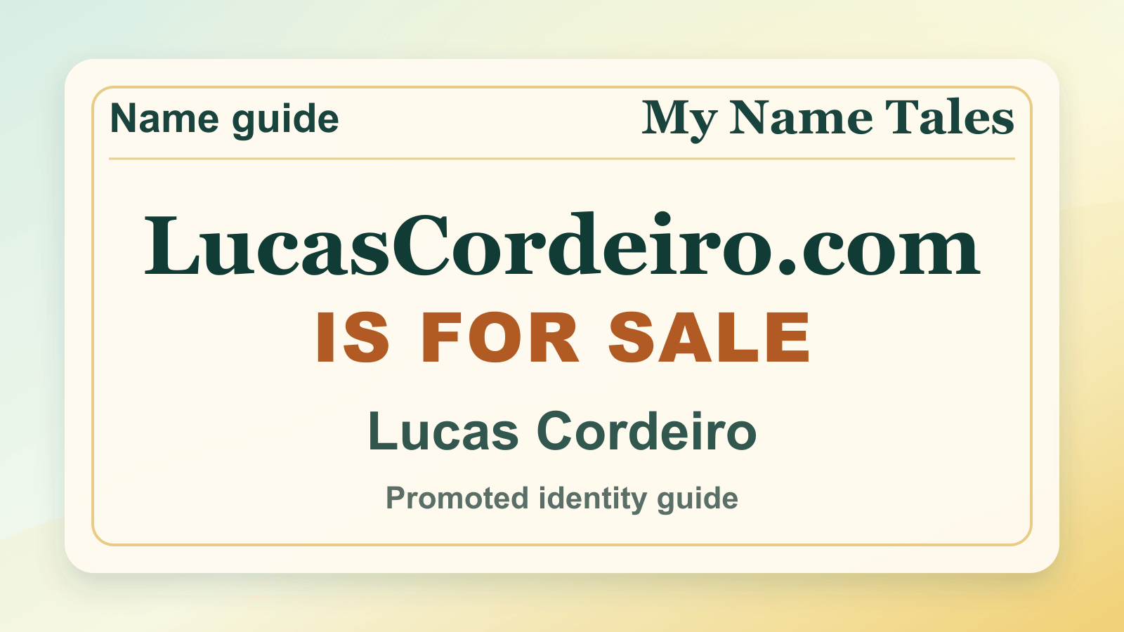 Lucas Cordeiro identity guide image — LucasCordeiro.com is for sale