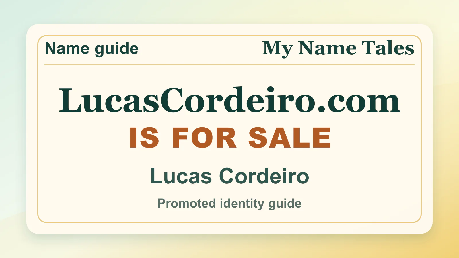 Lucas Cordeiro personal name guide thumbnail on My Name Tales