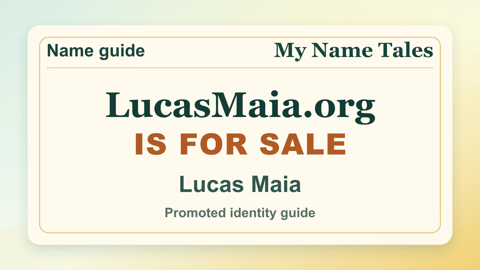 Lucas Maia personal name guide thumbnail on My Name Tales