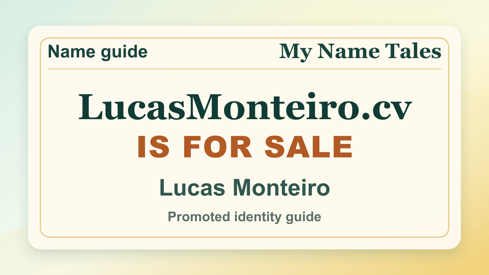 Lucas Monteiro identity guide image — LucasMonteiro.cv is for sale