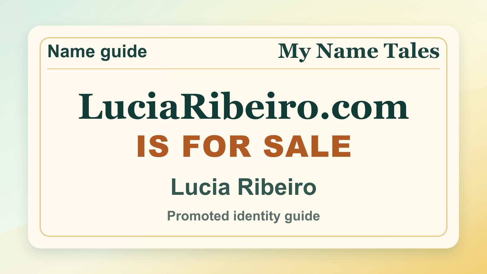 Lucia Ribeiro identity guide image — LuciaRibeiro.com is for sale