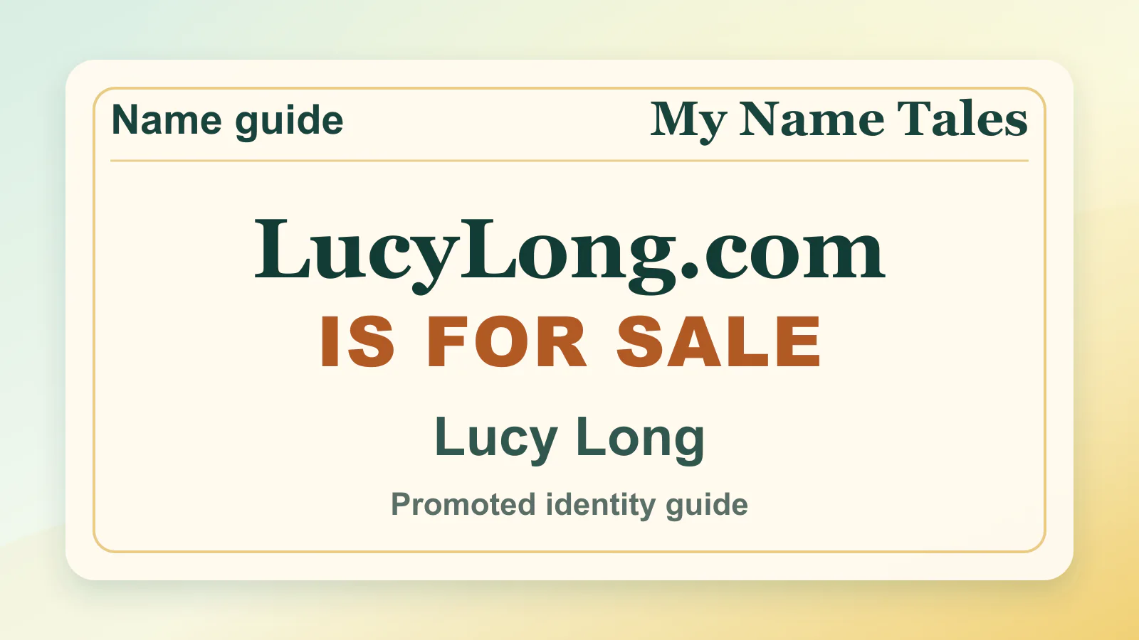 Lucy Long personal name guide thumbnail on My Name Tales
