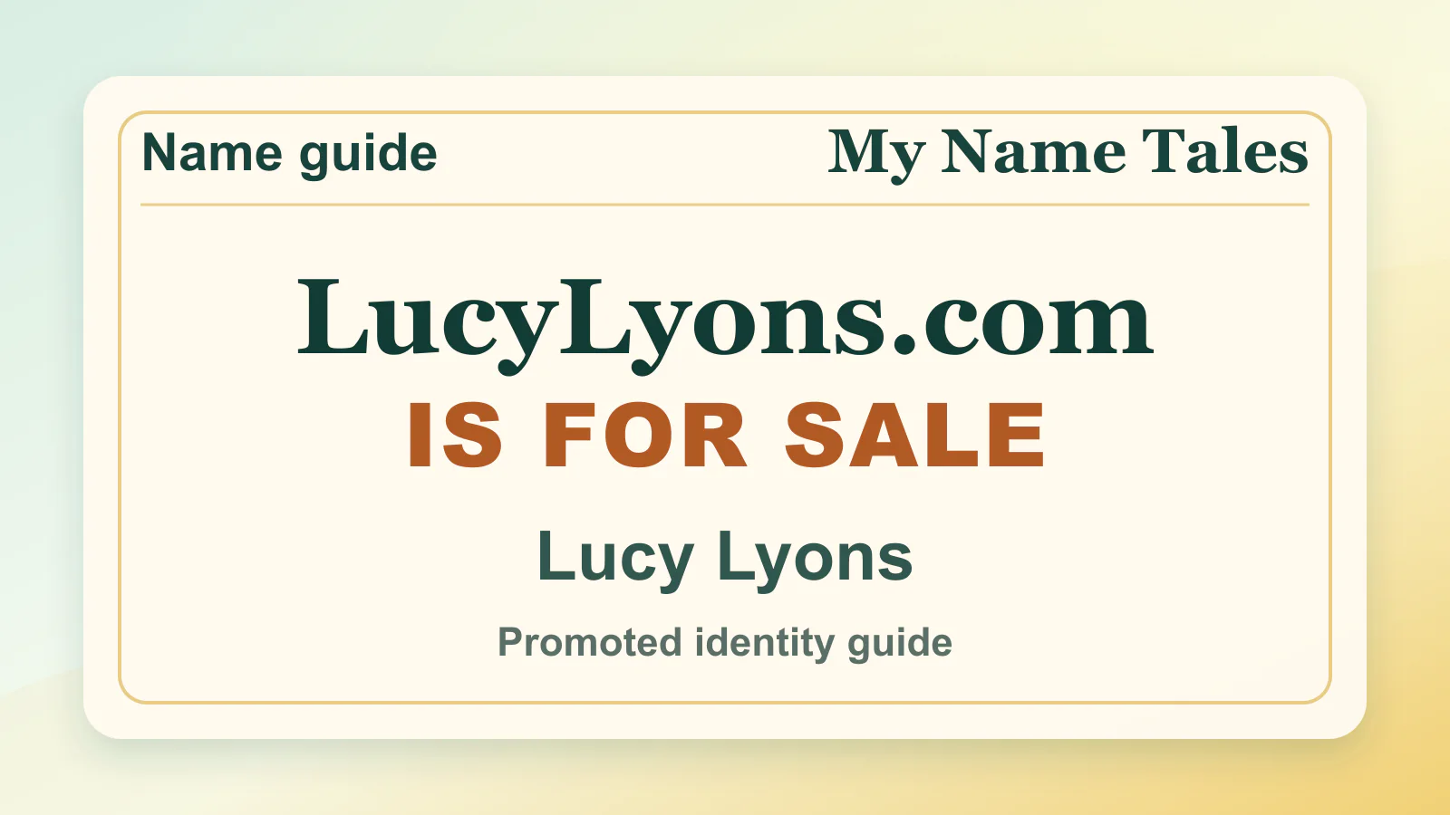 Lucy Lyons personal name guide thumbnail on My Name Tales