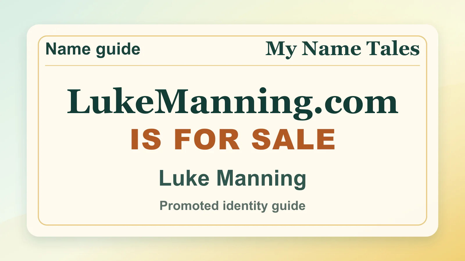 Luke Manning personal name guide thumbnail on My Name Tales