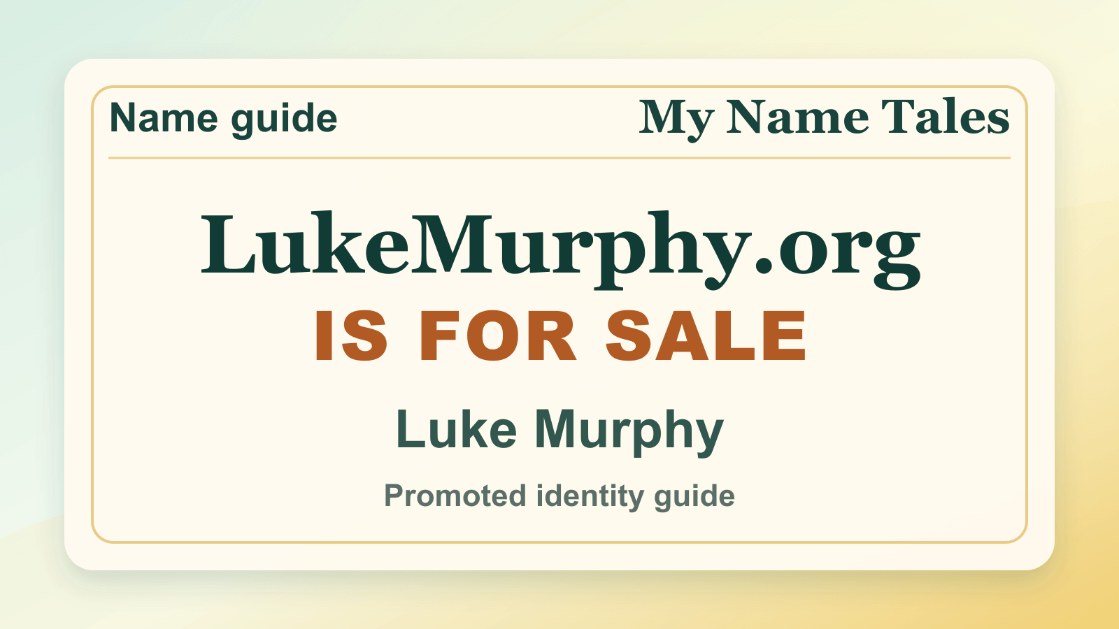 Luke Murphy identity guide image — LukeMurphy.org is for sale