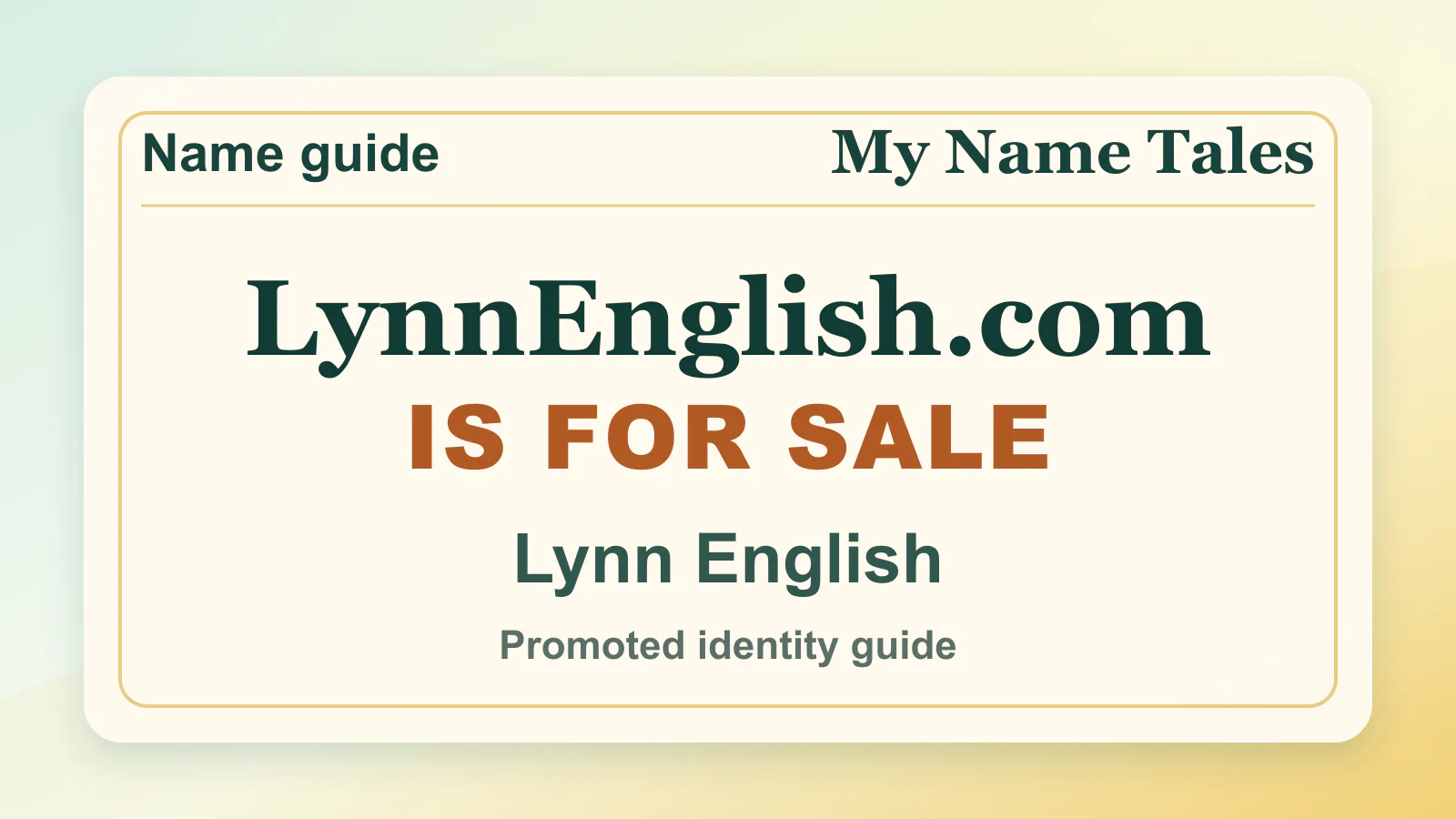 Lynn English personal name guide thumbnail on My Name Tales