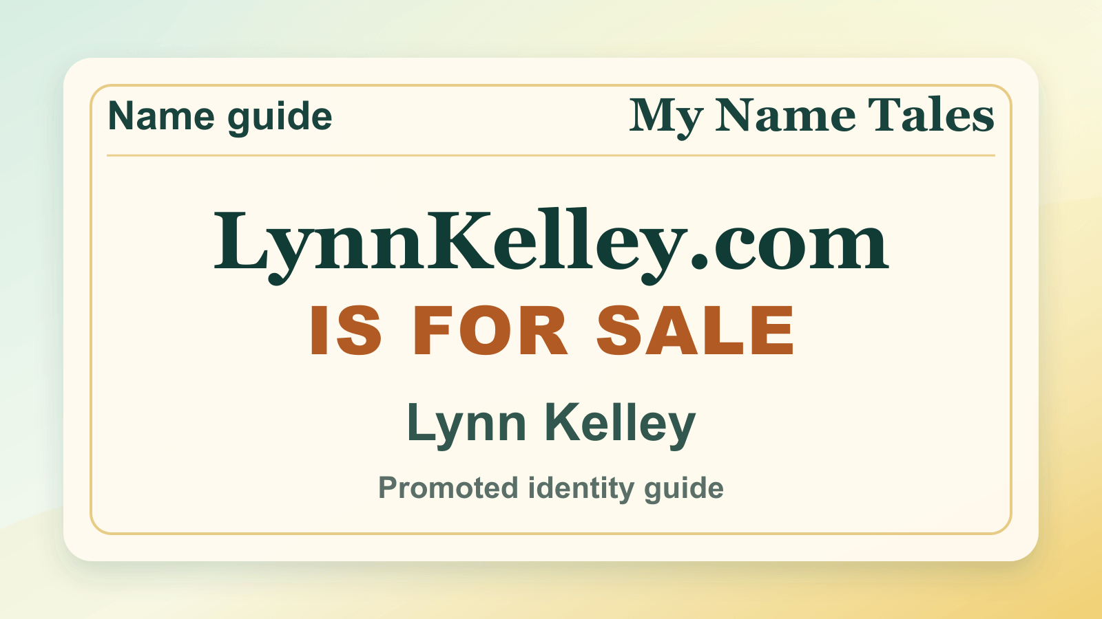 Lynn Kelley identity guide image — LynnKelley.com is for sale