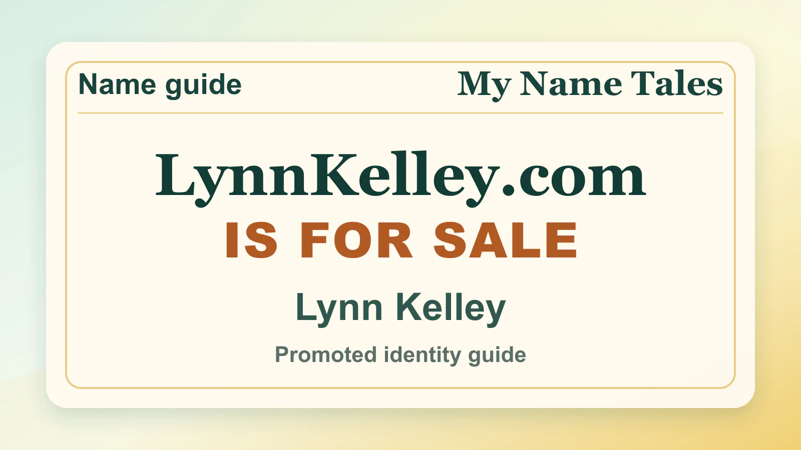 Lynn Kelley personal name guide thumbnail on My Name Tales