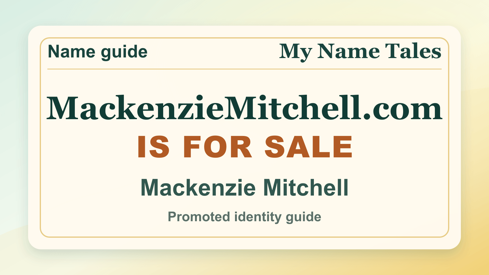 Mackenzie Mitchell identity guide image — MackenzieMitchell.com is for sale