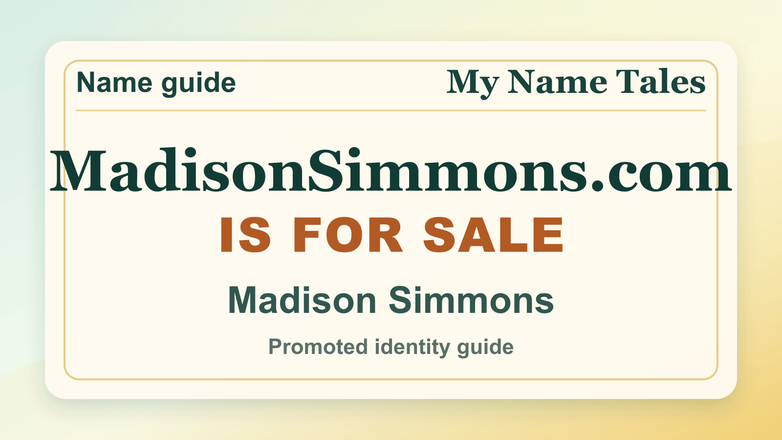 Madison Simmons identity guide image — MadisonSimmons.com is for sale