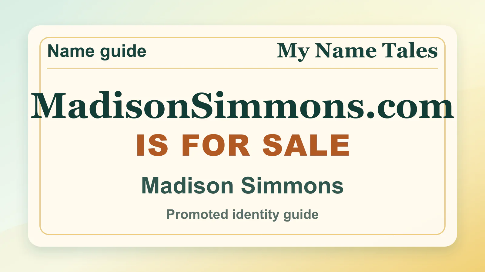 Madison Simmons personal name guide thumbnail on My Name Tales